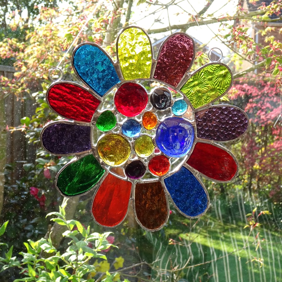 Stained Glass Bead Daisy Suncatcher - MADE TO ORDER