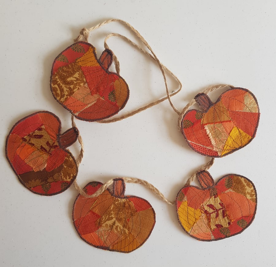 Sari silk pumpkin bunting