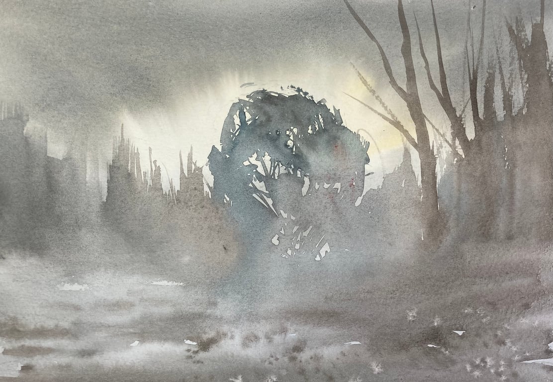 Misty forest (Pure Original Watercolour)