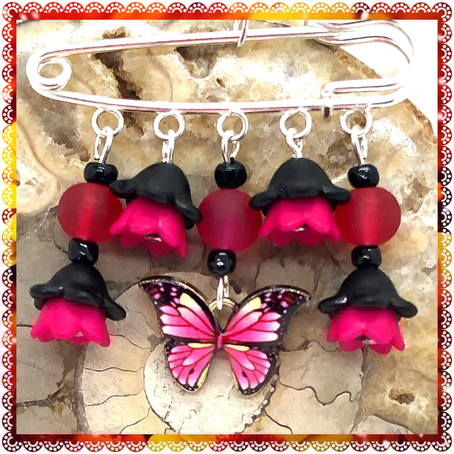 One of a Kind Red Butterfly Pin