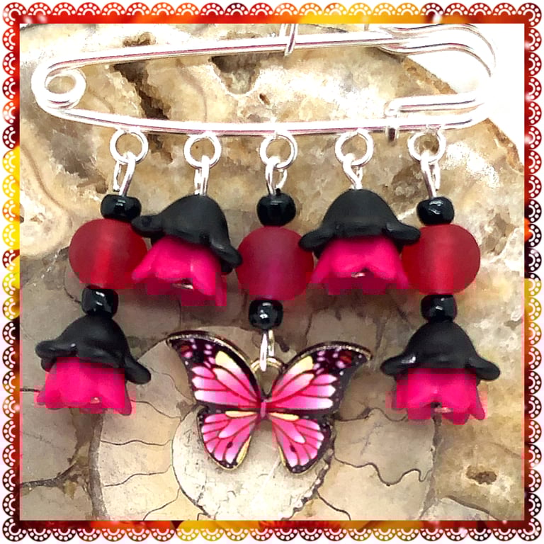 One of a Kind Red Butterfly Pin