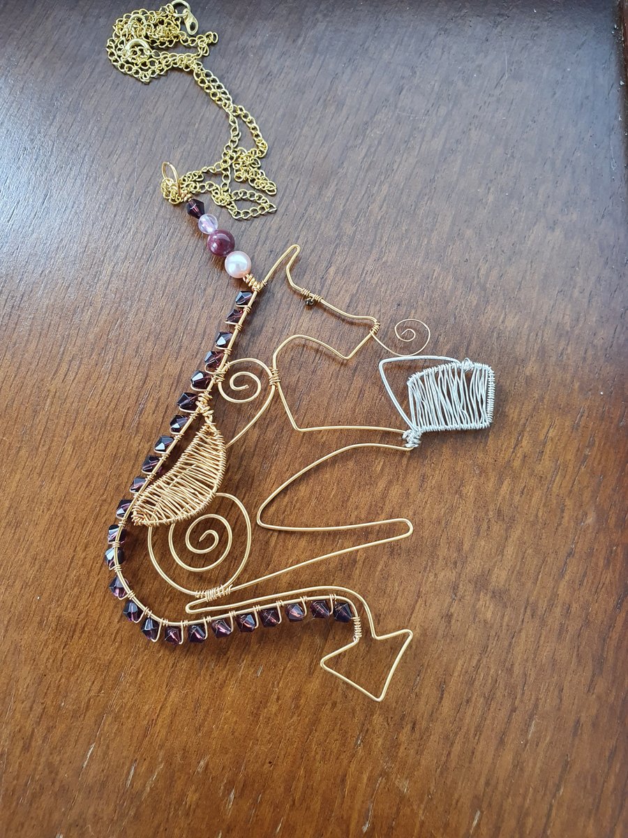 Freya - Wire Dragon Pendant Necklace