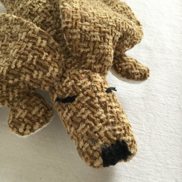 Brown toy dog. Small stuffed dog toy. Small gift for dog lover. Splat the dog.