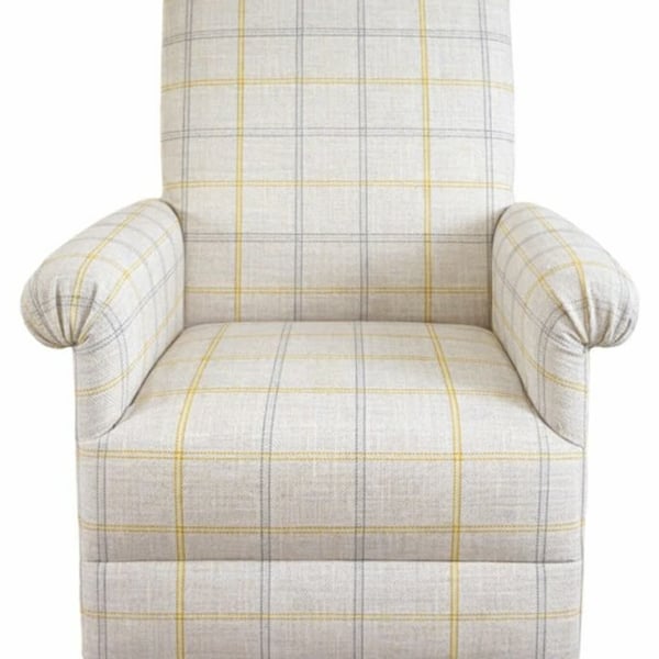 Laura Ashley Newquay Check Fabric Armchair Chair Accent Grey Yellow Adult Small