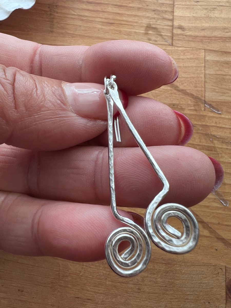 Spiral drop earrings- long