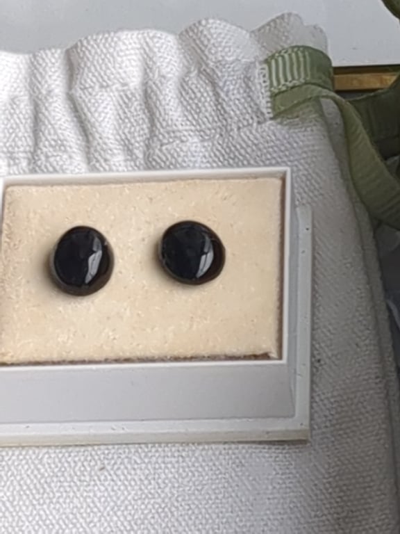 Black Chalcedony stud earrings 
