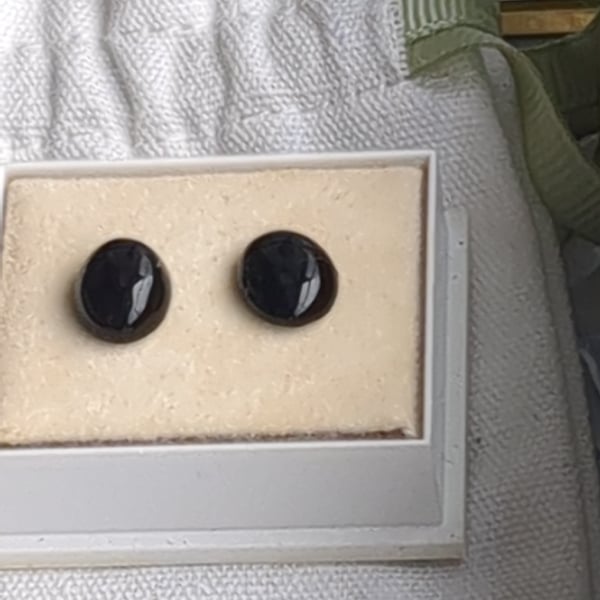 Black Chalcedony stud earrings 