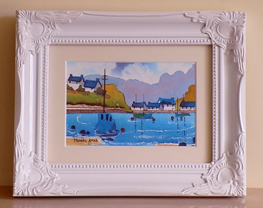 Solva Harbour, Pembrokeshire, West Wales, Watercolour Print in 8 x 6 '' Frame
