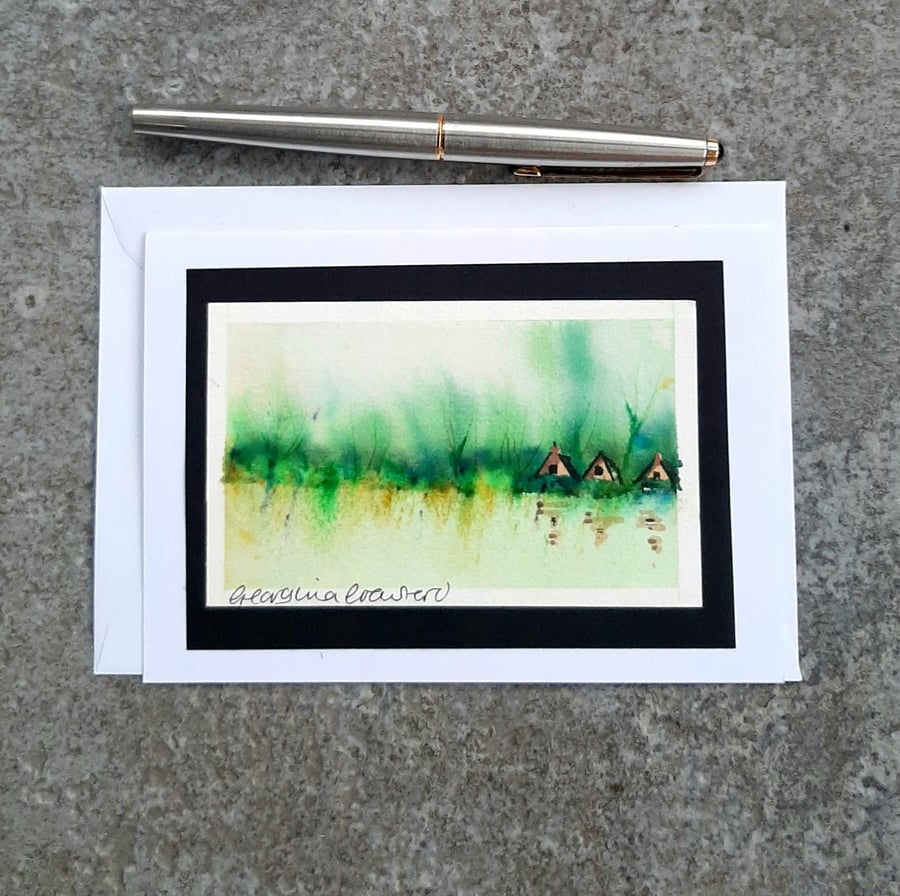 Blank Handpainted Watercolour Card. Any Occasion. Notelet. SALE