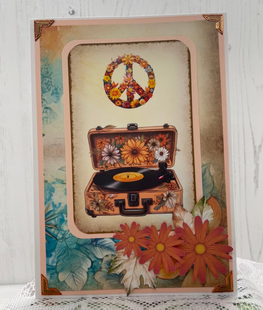 Greeting Card - Autumnal Hippy Greeting Card (Turntable)  by Carolee Crafts -C11