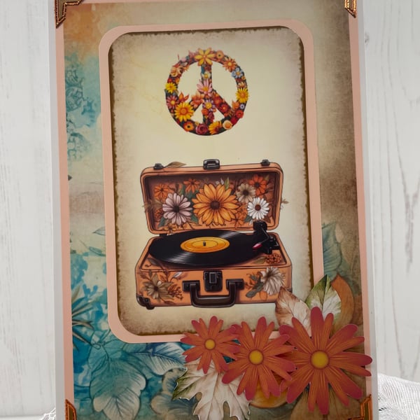 Greeting Card - Autumnal Hippy Greeting Card (Turntable)  by Carolee Crafts -C11