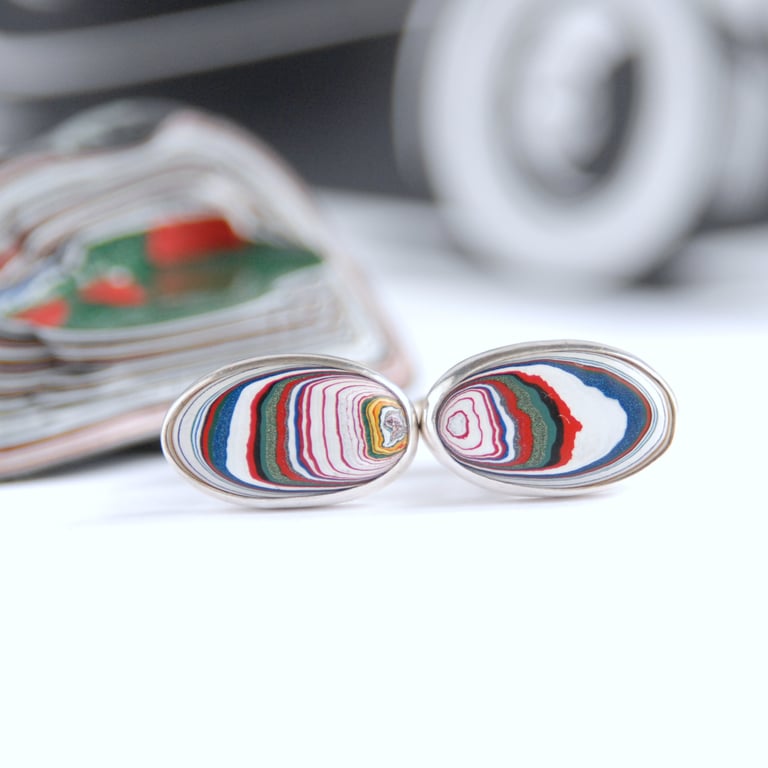 Dodge fordite cufflinks - oval