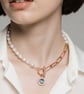 Freshwater Pearl and Abalone Shell Pendant with Gold Plated Chain