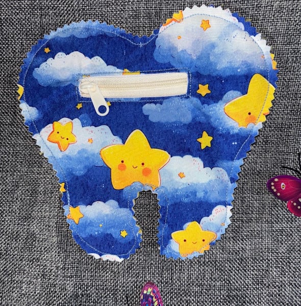 Tooth Fairy Pouch.  Stars and Clouds for your Special little person