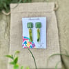 Green Foam on Green Earrings