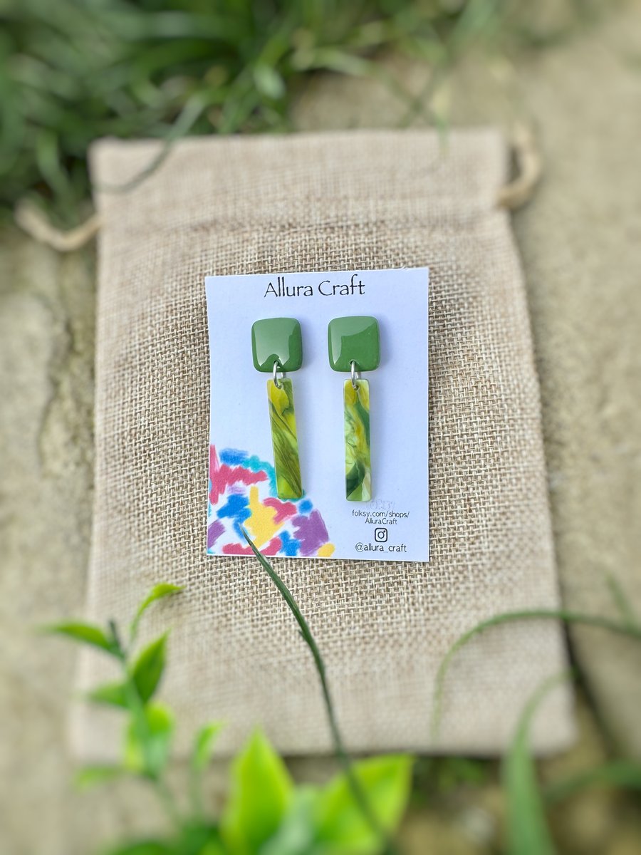 Green Foam on Green Earrings