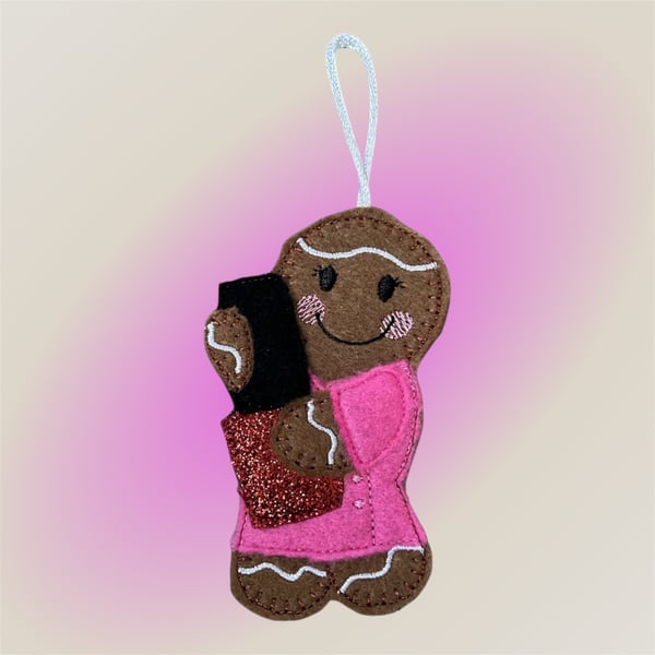 Nail technician gingerbread lady Embroidered Hanging Keepsake 