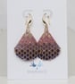 Teardrop Beaded Earrings in Pink and Purple Bubble Pattern - Image 6