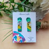 Striking Turquoise & Bright Yellow Watercolour Earrings 