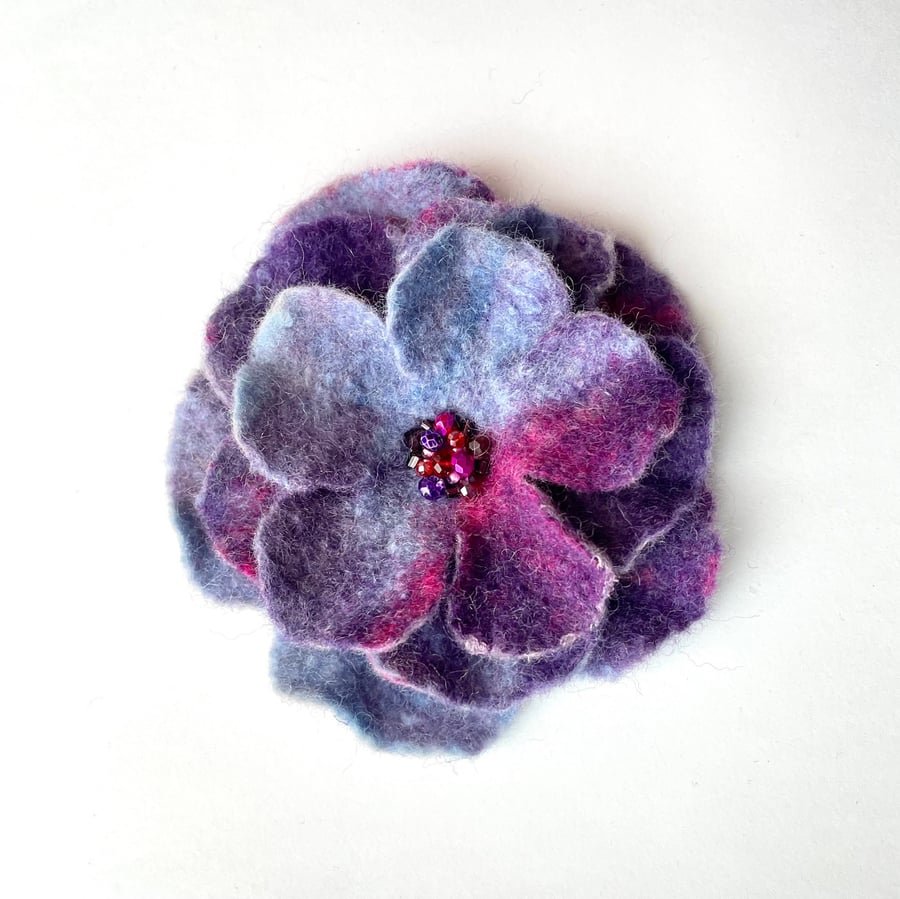 Felt Flower Pin Floral Brooch Handmade Item Wool Jewelry Unusual Jewellery Shawl