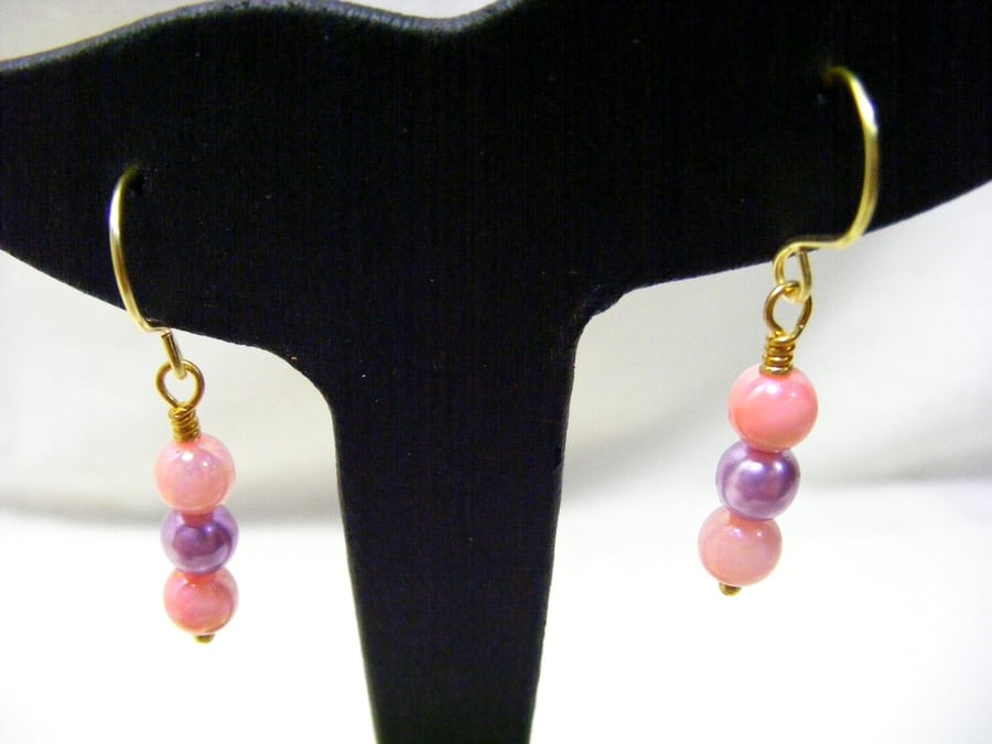 Mother of Pearl and Glass Pearl Earrings