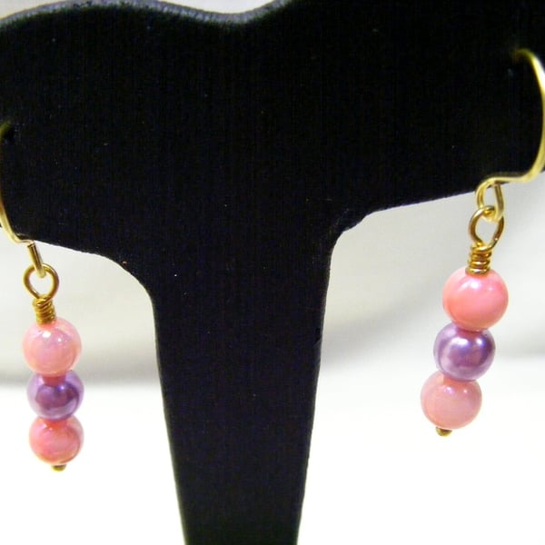 Mother of Pearl and Glass Pearl Earrings