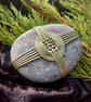 Green Leather Woven Cross Meditation Stone, Japanese Wrapped Rock, Zen Stone