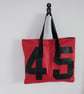 Red Upcycled Sailcloth Shoulder Bag – Large Lightweight Beach Tote - Image 5