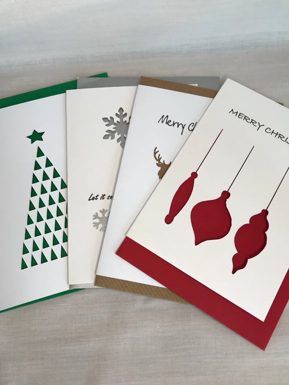 Christmas Greeting Cards A6, Pack of 8 Christmas cards with envelopes