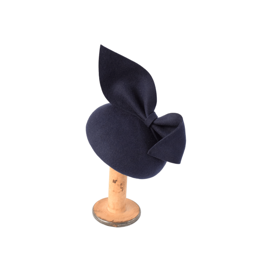 Navy Blue Felt Fascinator Hat - Womens Races Headpiece