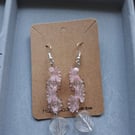 flower beads dangle earring with leaf bead at end