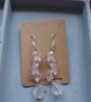flower beads dangle earring with leaf bead at end - Image 1