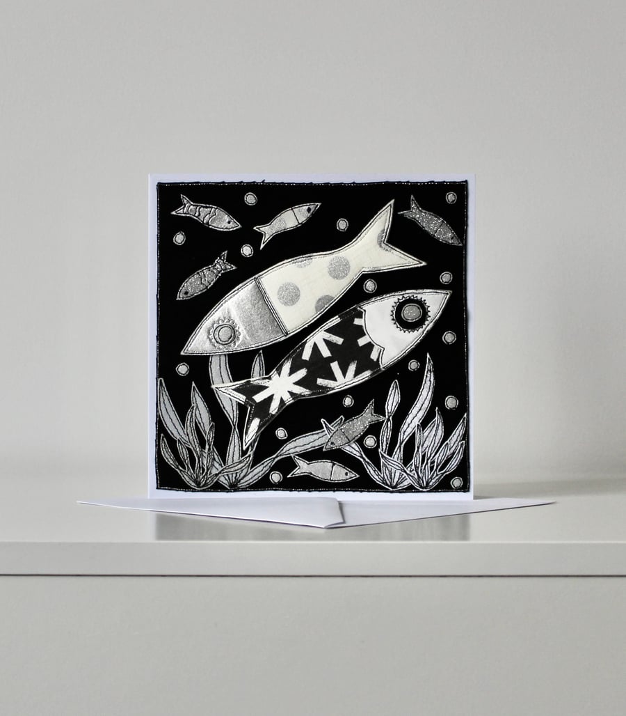 Special Order for Lynda - 'Fishy Monochrome' -  Handmade Blank Card