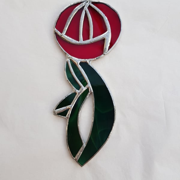 412 Stained Glass Macintosh inspired rose - handmade hanging decoration.