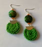Spiral Cotton & Bead Earrings - Image 1
