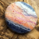 Handmade felt brooch, wearable art jewellery, sunset and sea, one of a kind