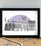 Hereford Landmarks Skyline Art Print - Image 1