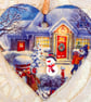 Christmas Decoration Ornament: Decoupaged Wooden Heart 15cm (6") Garden Scene - Image 2