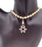 Enamel Snowflake on A Champagne Pearl and Crystal Necklace and Earrings Set - Image 5