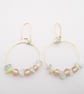 Healing Crystals Gold Hoop Earring Glass Bead and Jade, Fluorite,Yellow Calcite  - Image 5