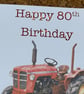 Vintage Red Tractor Birthday or Fathers Day Card Watercolour Style Farm Card - Image 4