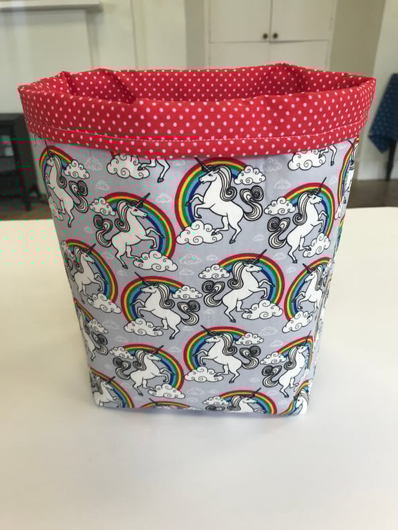 Unicorn Storage Basket Lined and Padded Toy Storage Children’s Bedroom Decor
