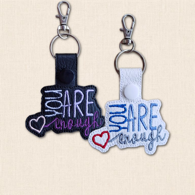 You Are Enough Keyring - Embroidered Affirmation Bag Charm
