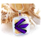 White Dichroic Glass Pendant 139 Purple Shine with silver plated chain