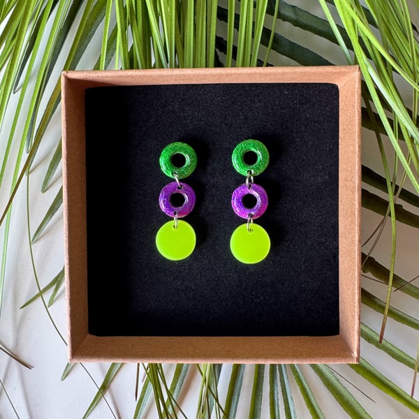 Neon Groove and Electric Eclectic Drop Earrings