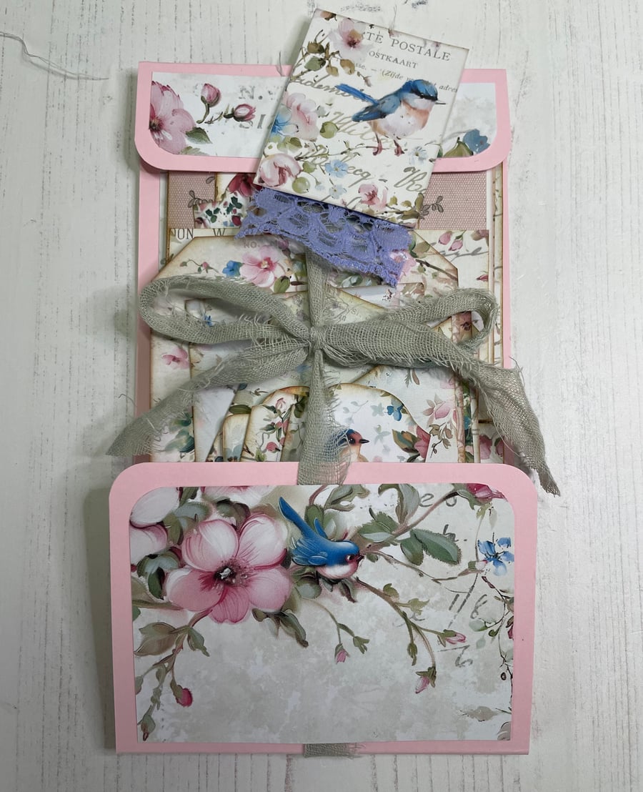 Ephemera - Bluebirds Floral Flip Pockets and Tags by Carolee Crafts PB8 - 0009