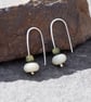 Frosted Amazonite and Rhyolite bead drop earrings, silver threader bead earrings - Image 6
