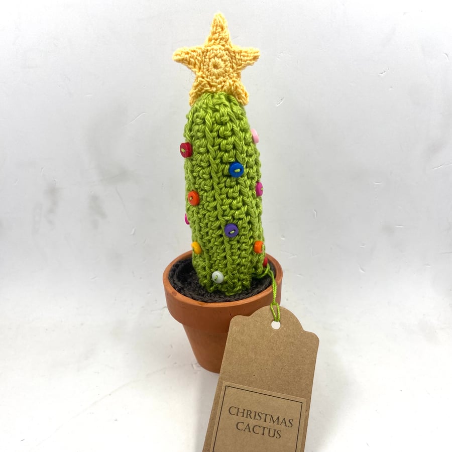 Crochet Christmas Cactus Decoration  - Alternative to a Greetings Card 