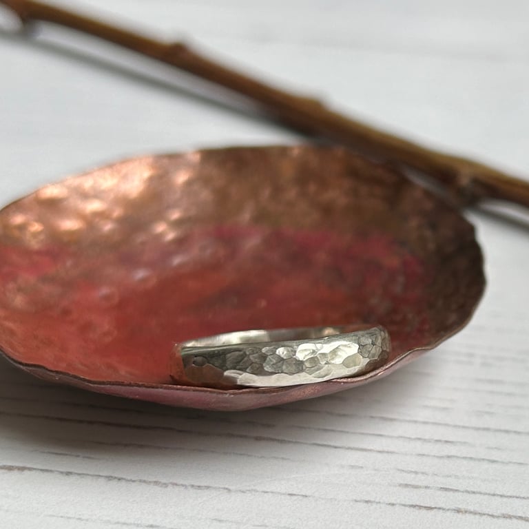 Hammered sterling silver ring