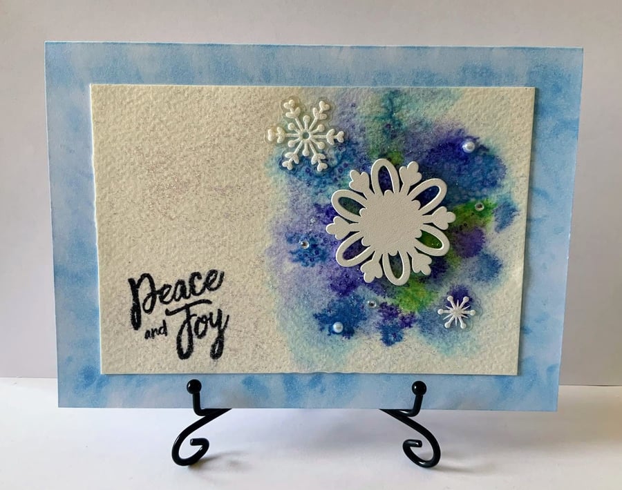 White Wood Snowflake  Christmas Card